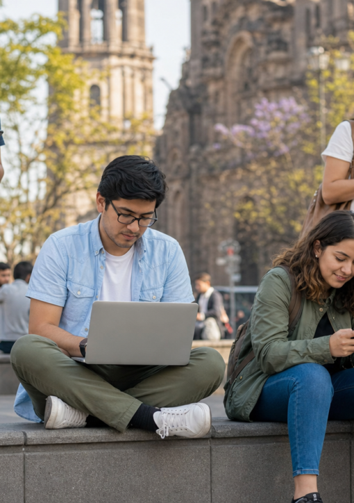 Personas de distintas edades utilizando internet en dispositivos digitales