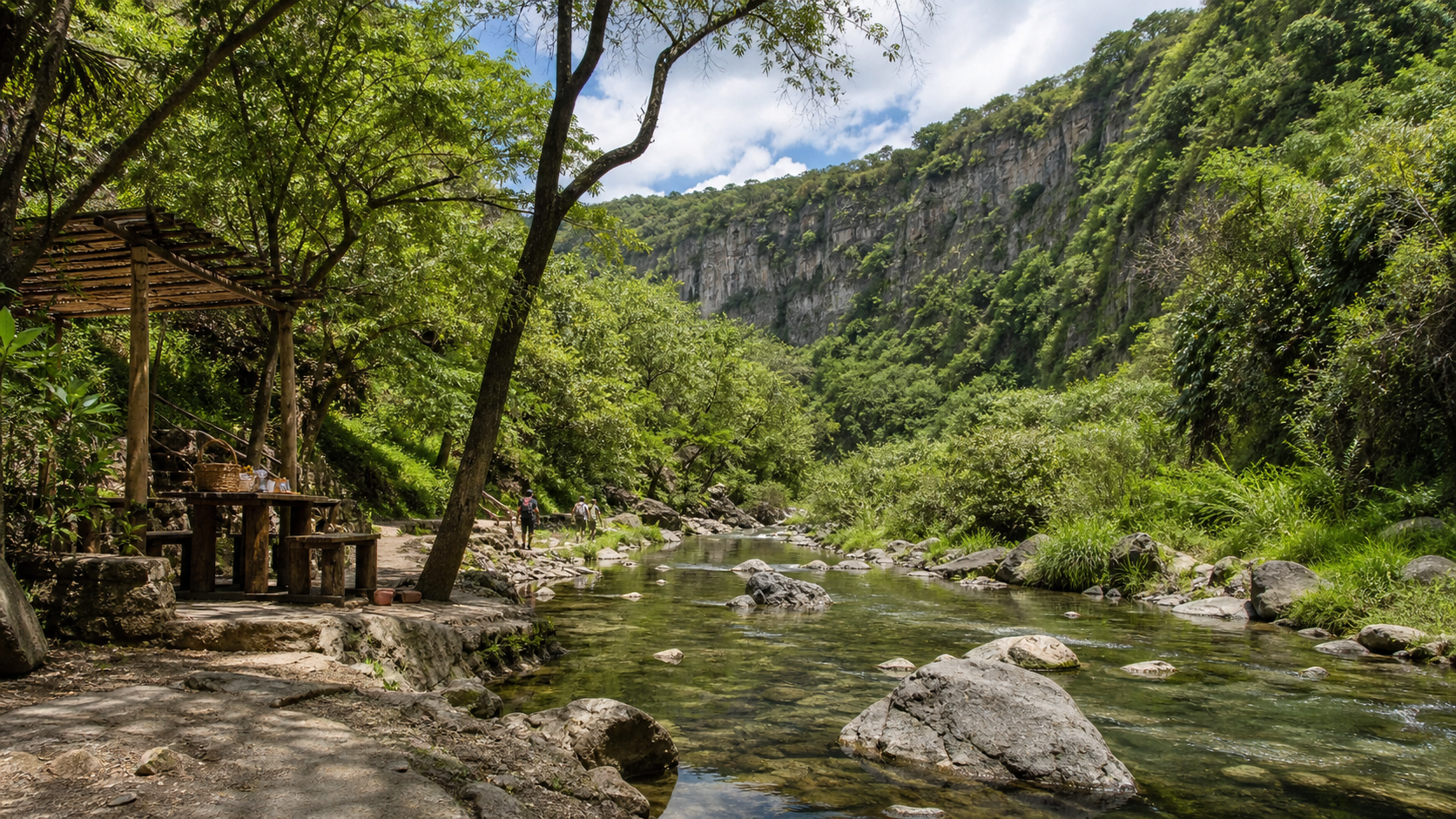 Vista panoramica del canyon y el rio en Los Dinamos