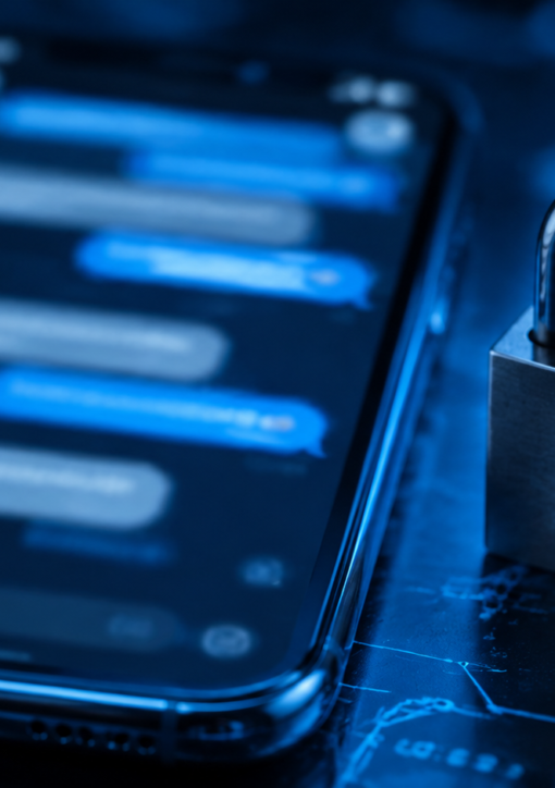 Teléfono móvil junto a un candado y una llave que representan protección contra estafas digitales.