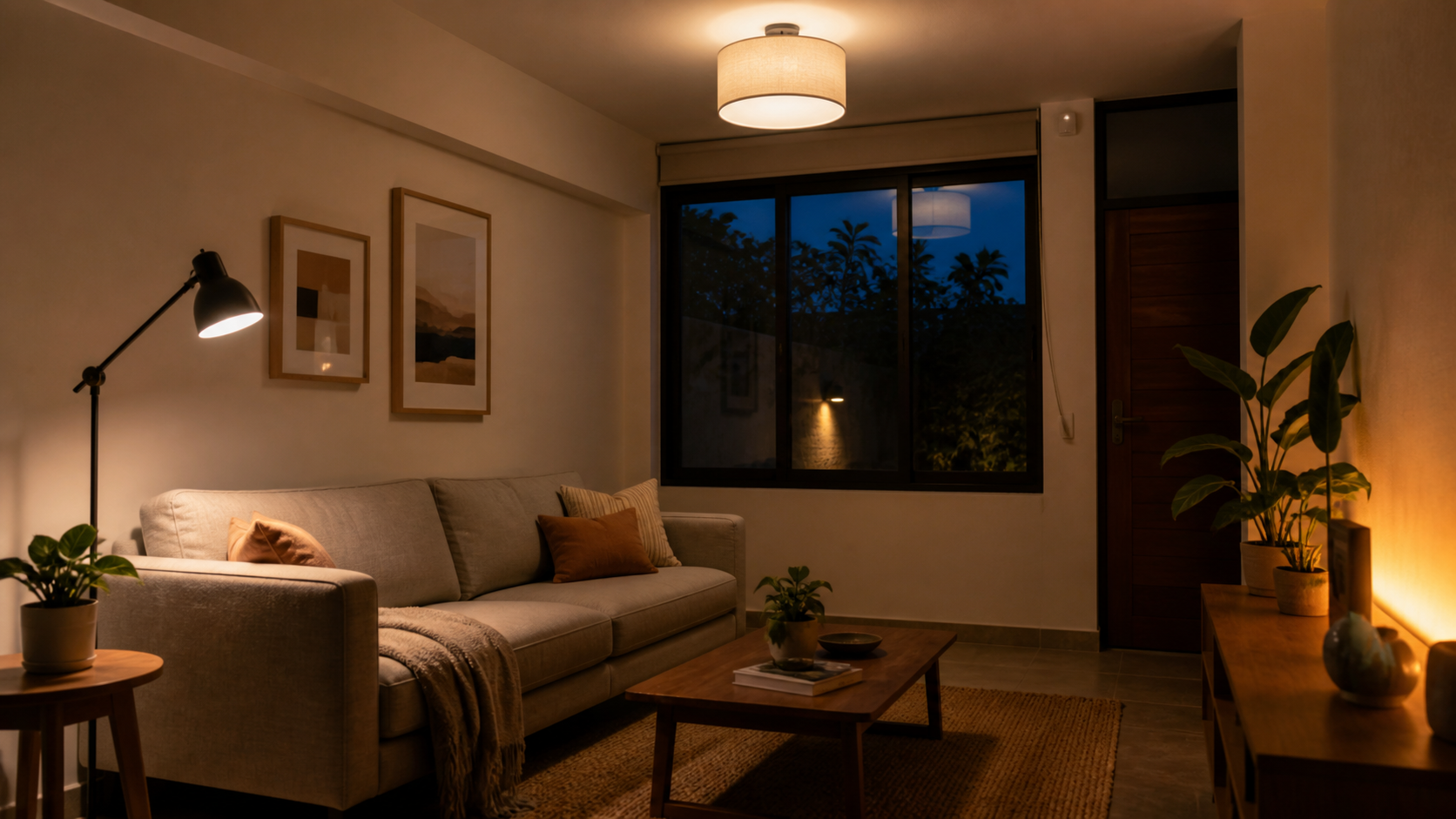 Ventanas enfrentadas permiten ventilar una habitación mexicana con cortinas ligeras y plantas